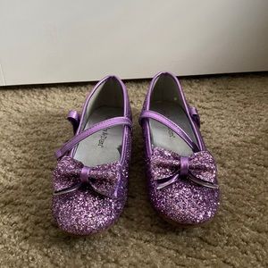 Girl purple glitter sparkle Mary Jane type shoes
